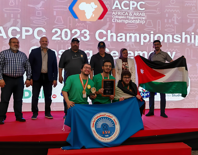 ASU team displays Jordan Champions plaque at ACPC 2023 closing ceremony