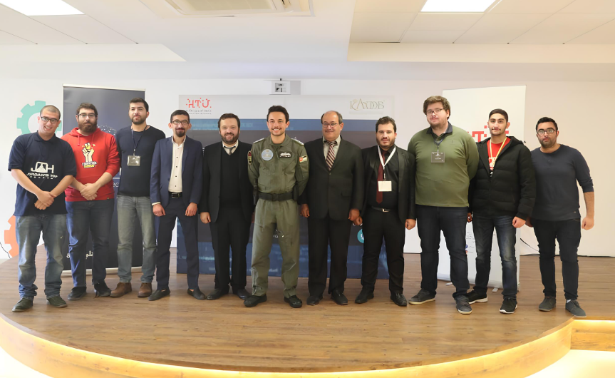 HTU and KADDB collaboration event with participants and Jordanian Air Force representative